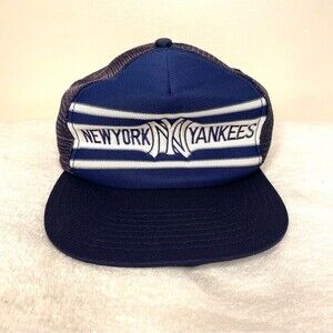 Vintage New York Yankees Hat Baseball MLB Blue White Vtg SnapBack Trucker NYY
